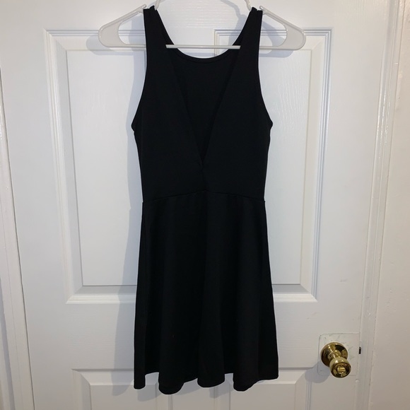 Black skater dress w/ plunge back - Picture 3 of 5